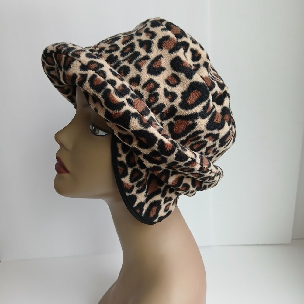 Merona 2010 Leopard Print Plush Bucket Hat With Ear Flaps NWT